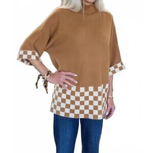 NEW YOLLY diana checkered sweater in brown